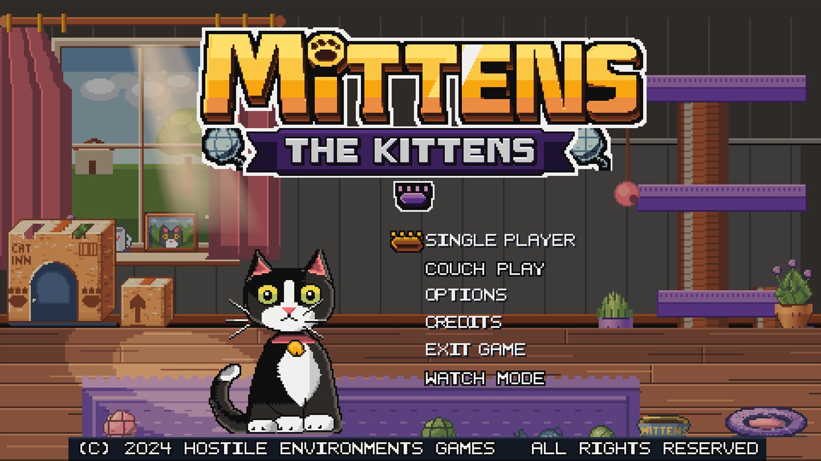 The title screen with the game logo and menu.